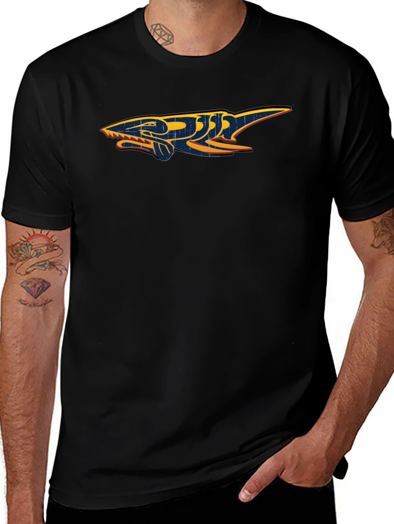 Shark Graphic Black Cotton T-Shirt