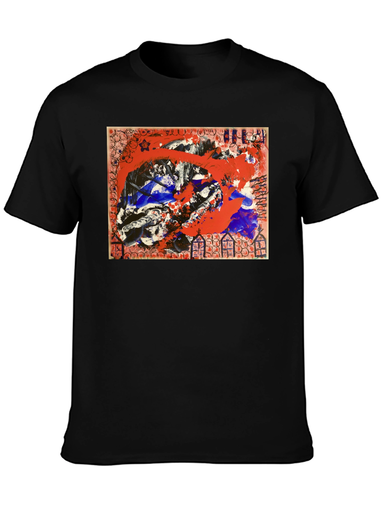 Abstract Art Graphic Tee - Mens Black T-Shirt