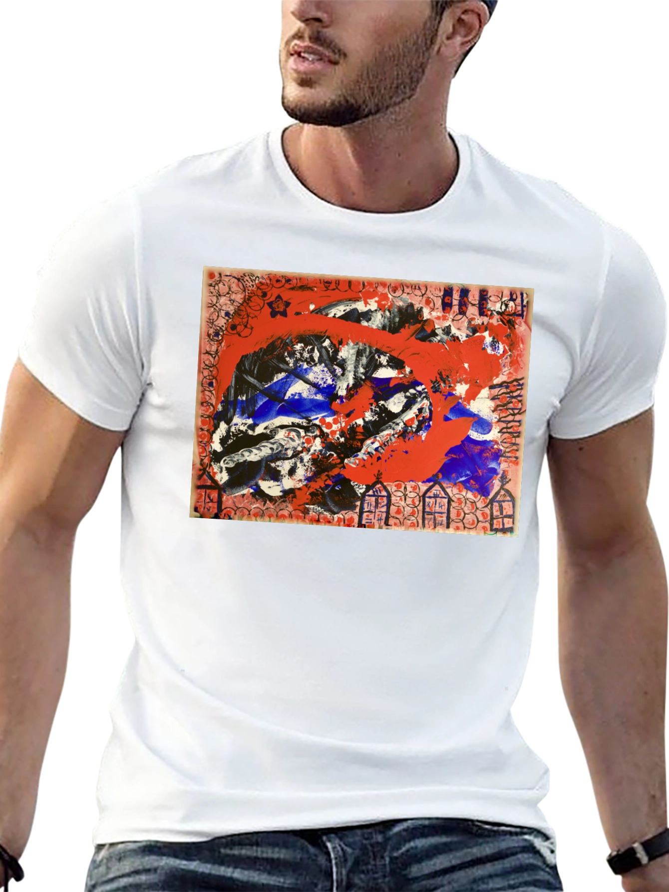 Abstract Art Graphic Tee - Mens Black T-Shirt