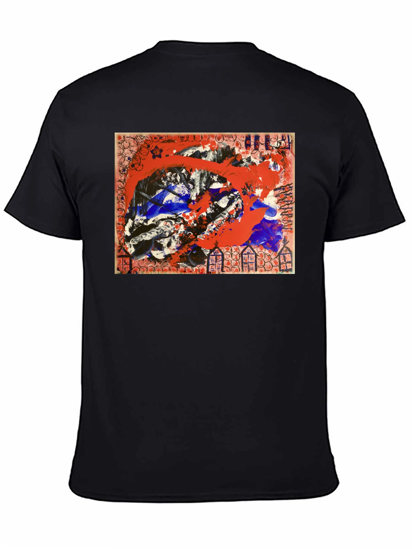 Abstract Art Graphic Tee - Mens Black T-Shirt
