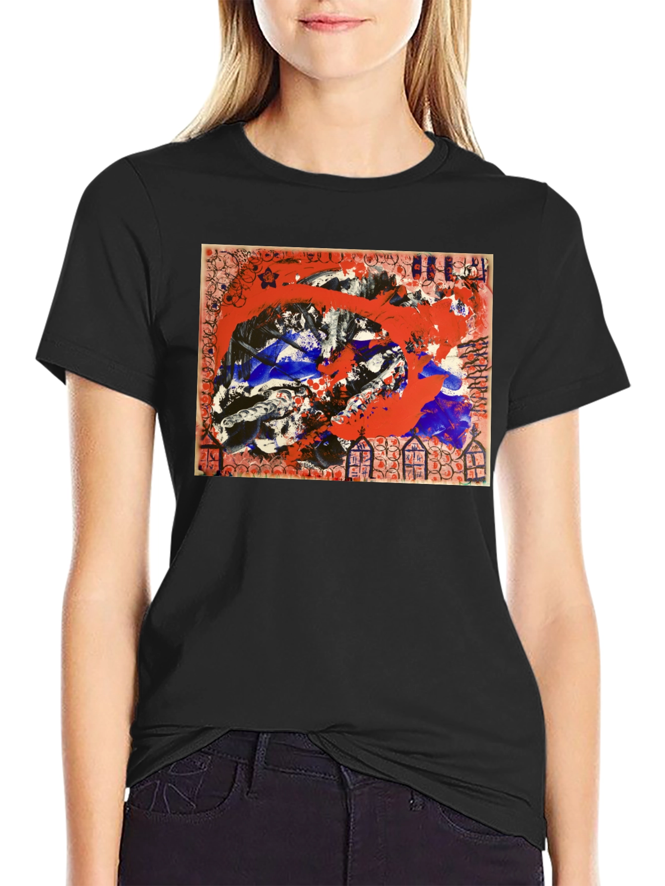 Abstract Art Graphic Tee - Mens Black T-Shirt