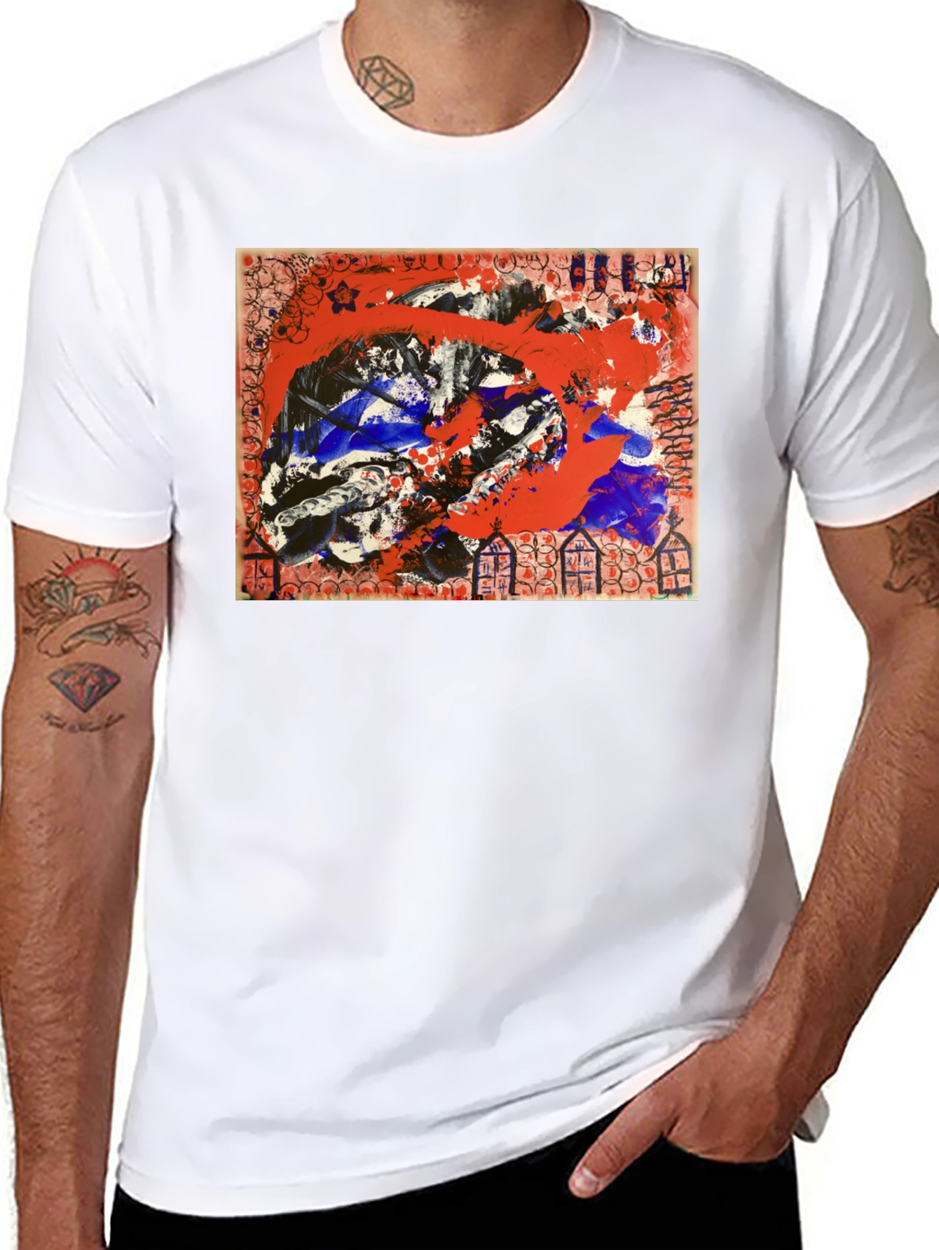 Abstract Art Graphic Tee - Mens Black T-Shirt