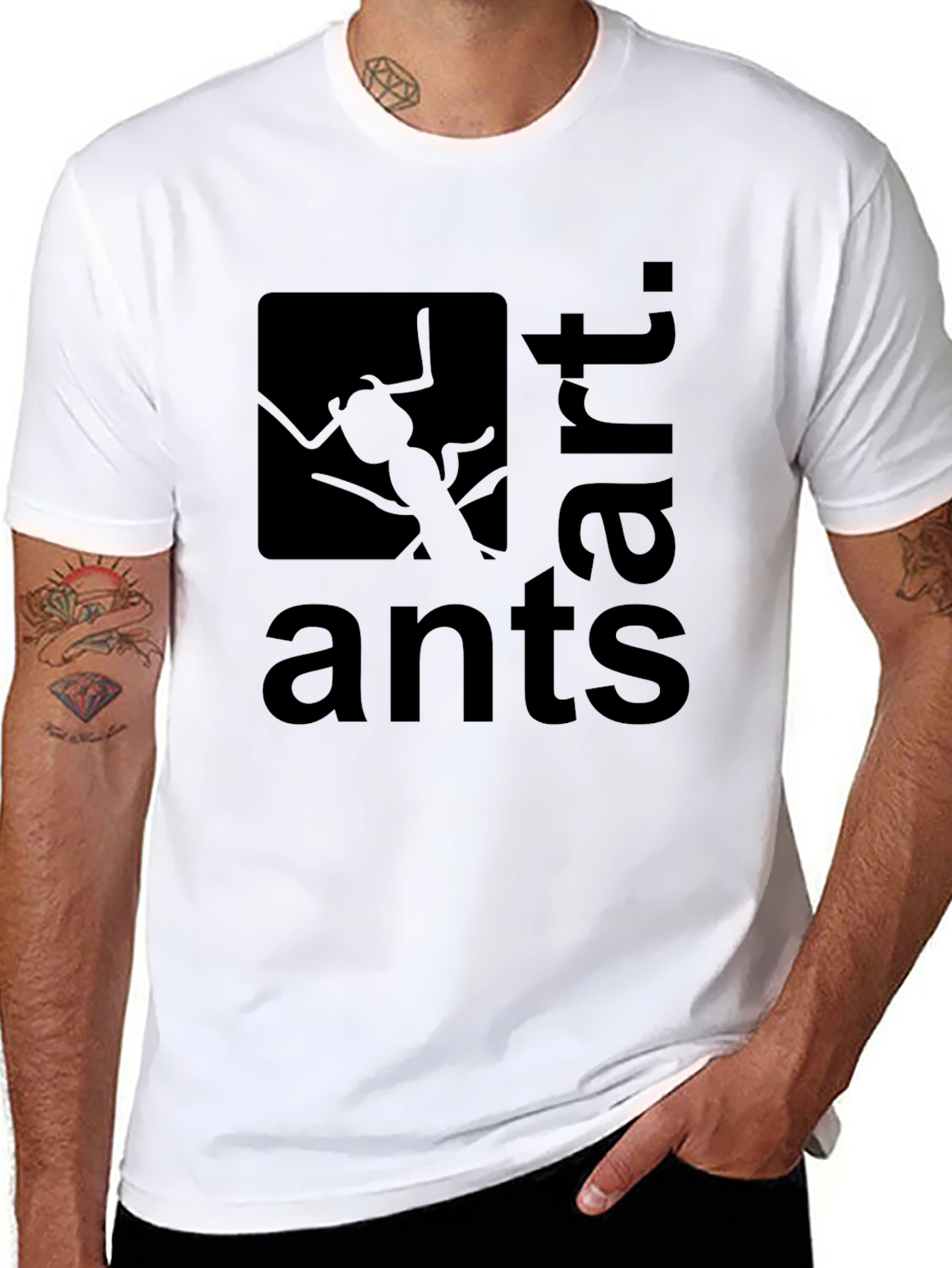 Ants Art Graphic Tee - Black Casual T-Shirt