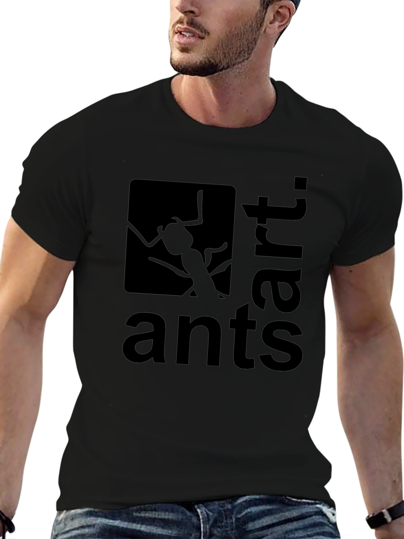 Ants Art Graphic Tee - Black Casual T-Shirt