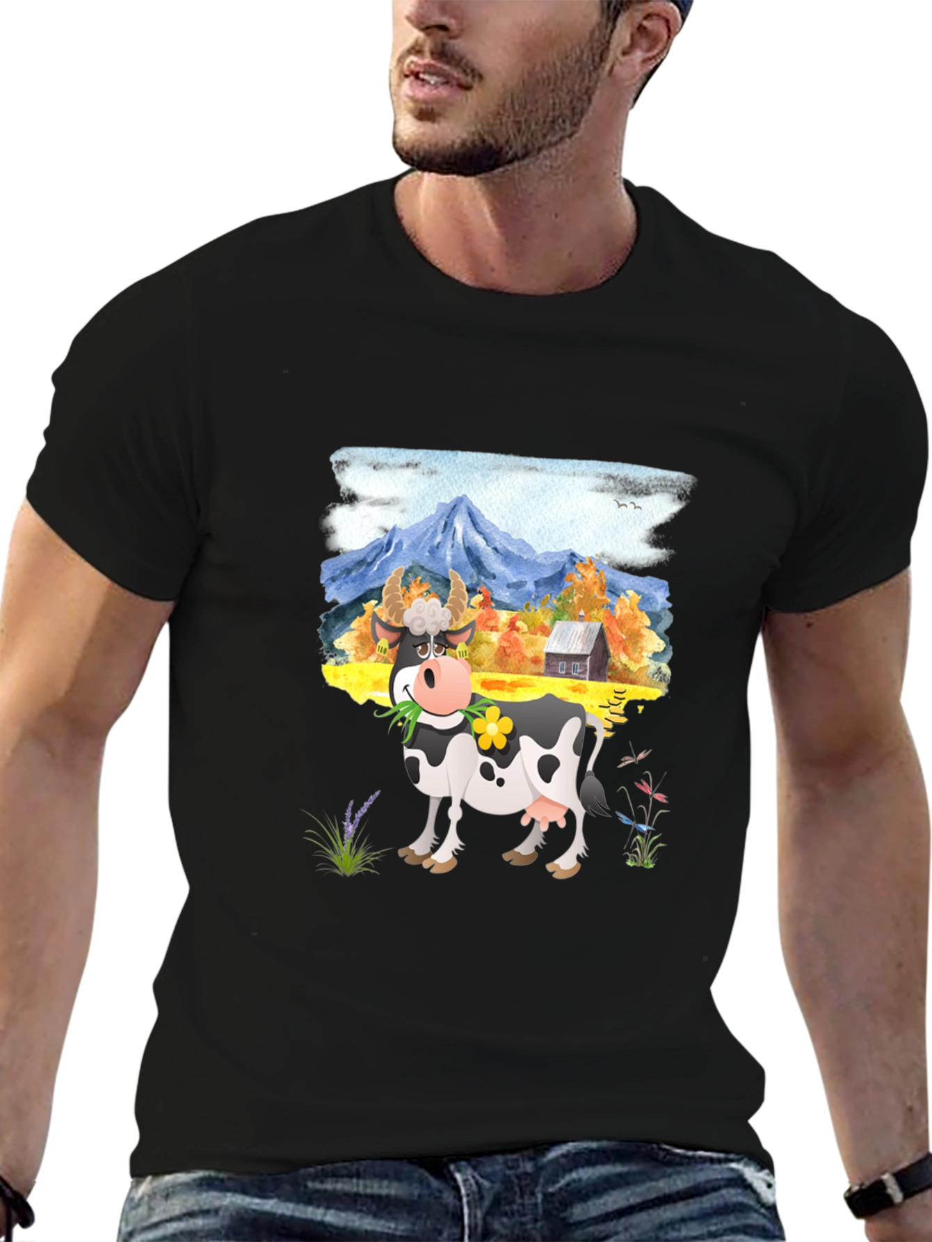 Cow Farm Landscape Graphic Tee