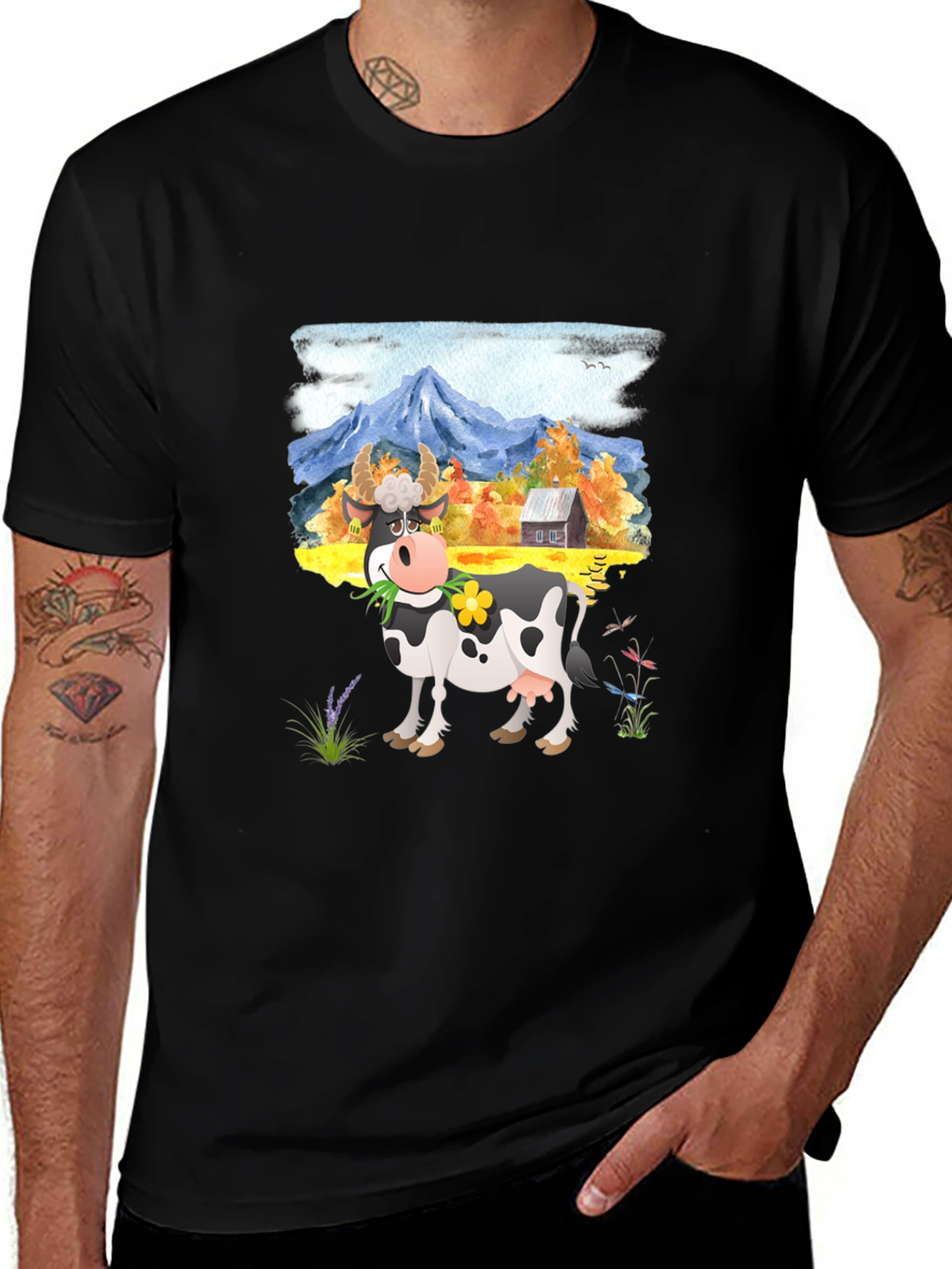 Cow Farm Landscape Graphic Tee