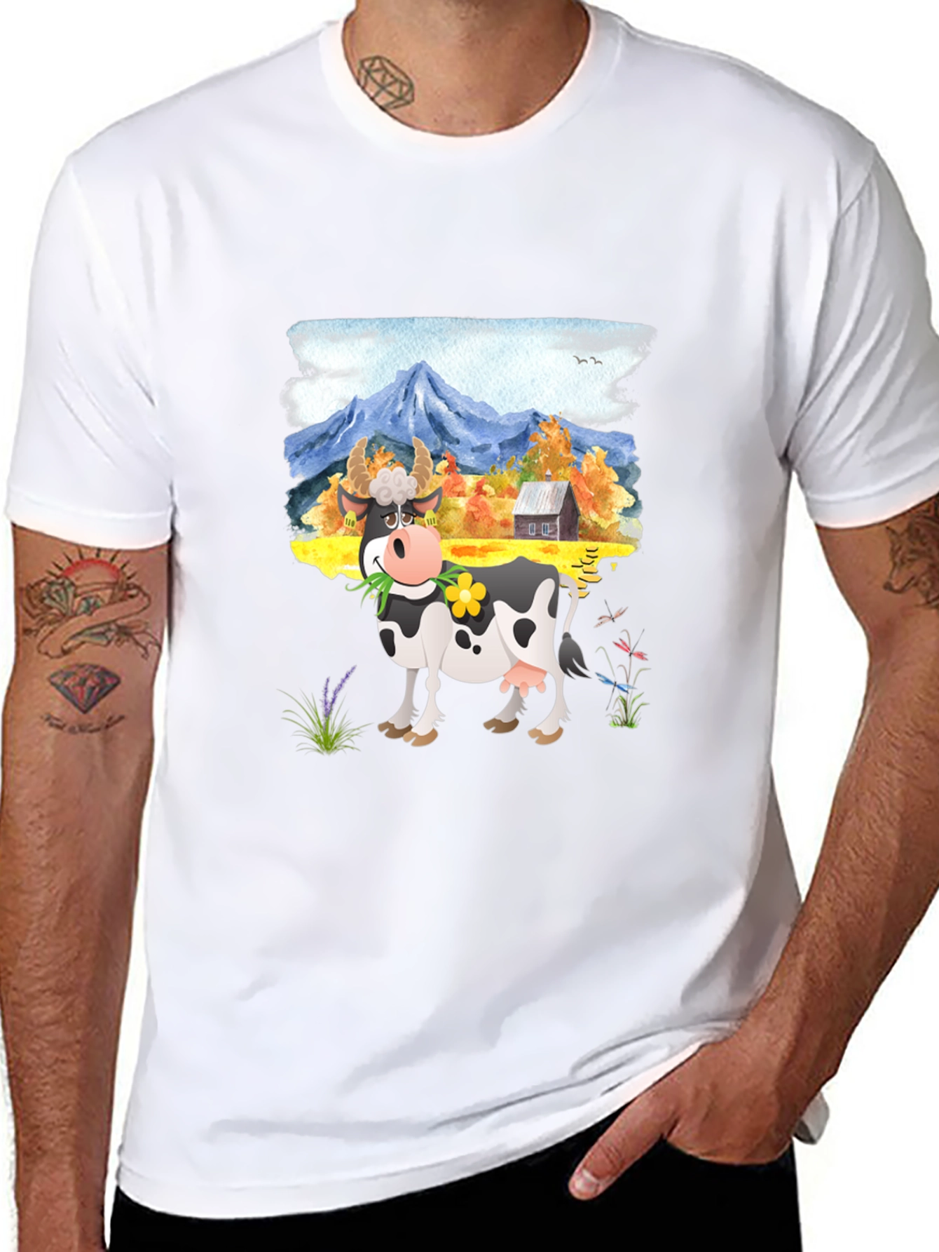 Cow Farm Landscape Graphic Tee