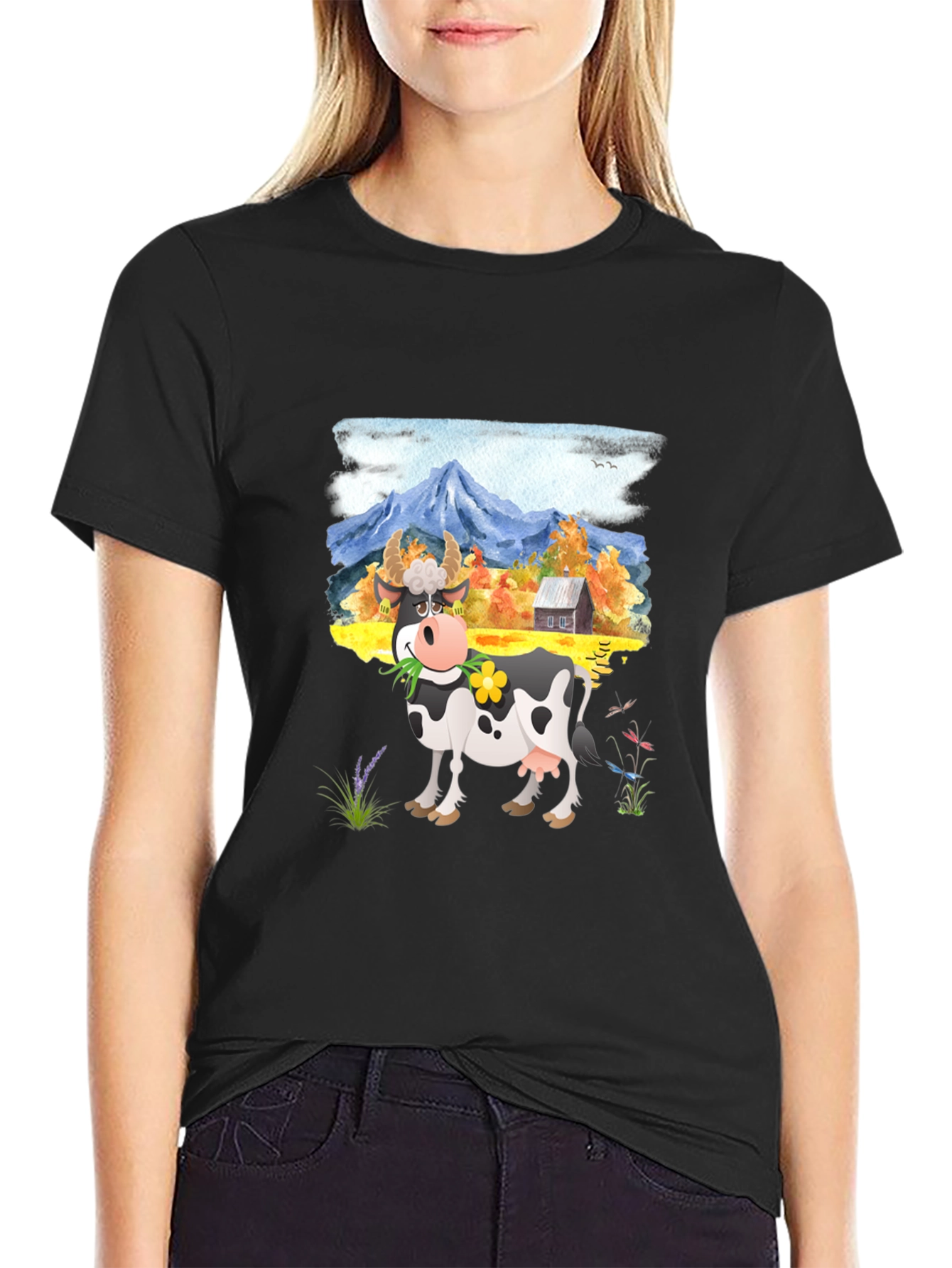 Cow Farm Landscape Graphic Tee