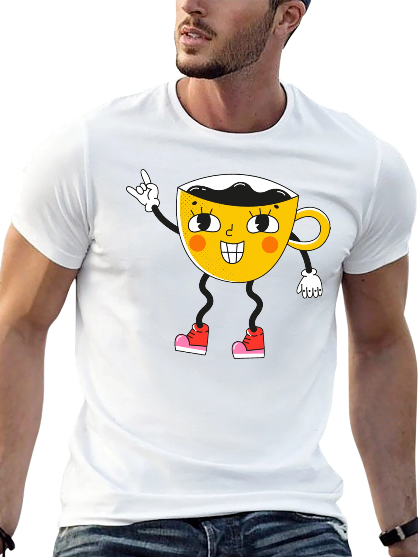 Cartoon Coffee Cup Graphic Tee