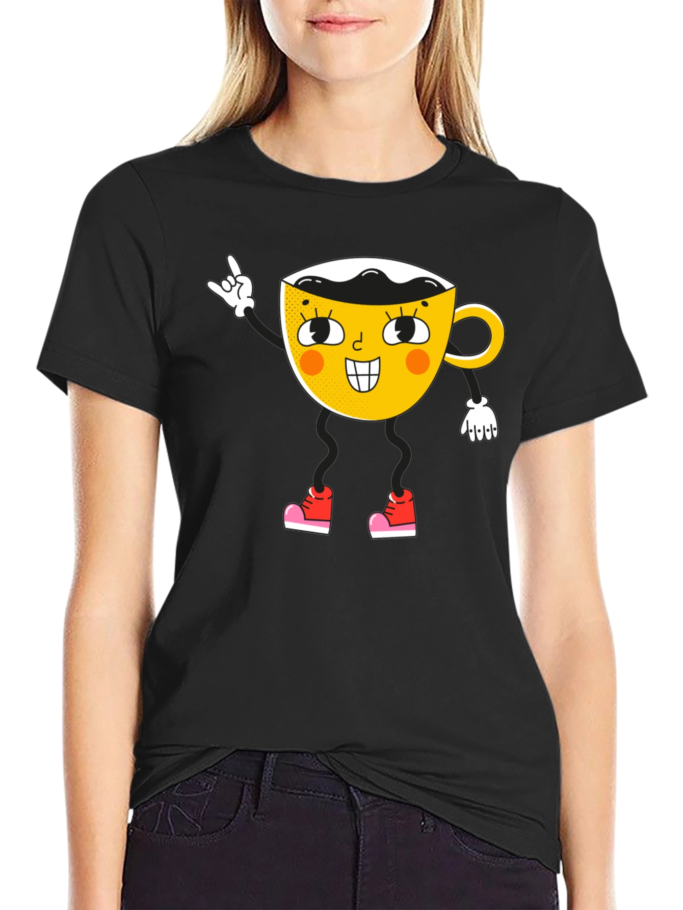 Cartoon Coffee Cup Graphic Tee