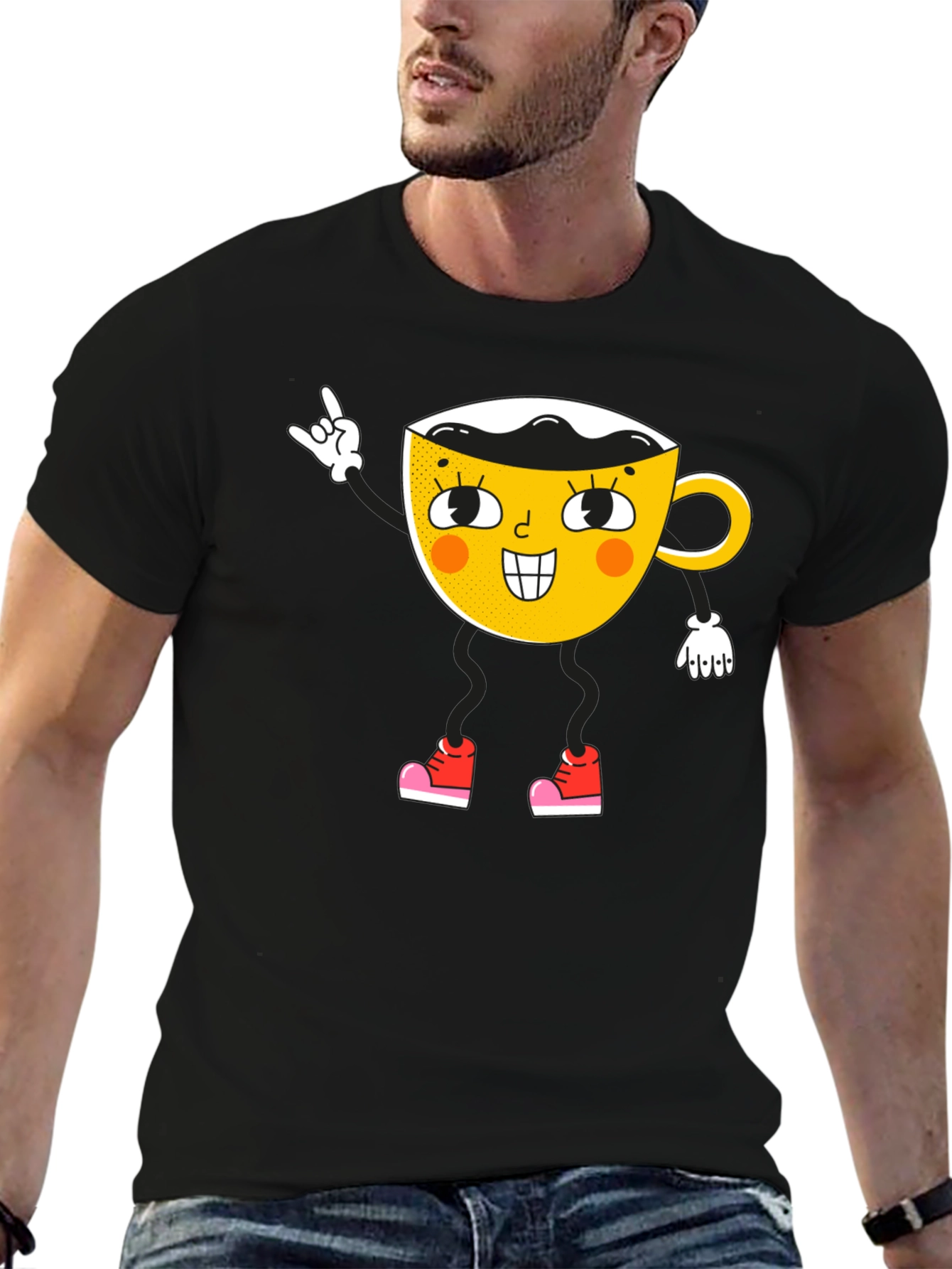 Cartoon Coffee Cup Graphic Tee
