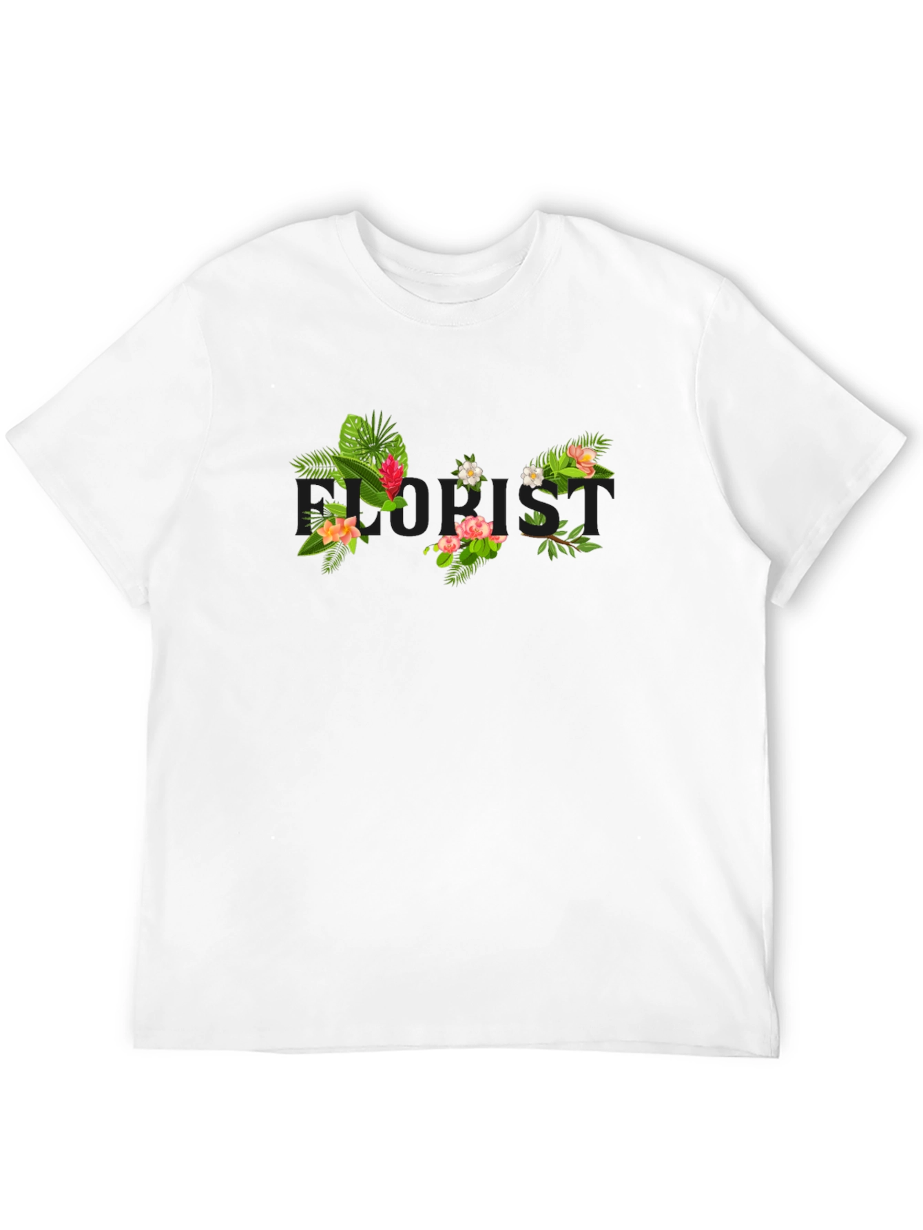 Tropical Floral Print Black T-Shirt