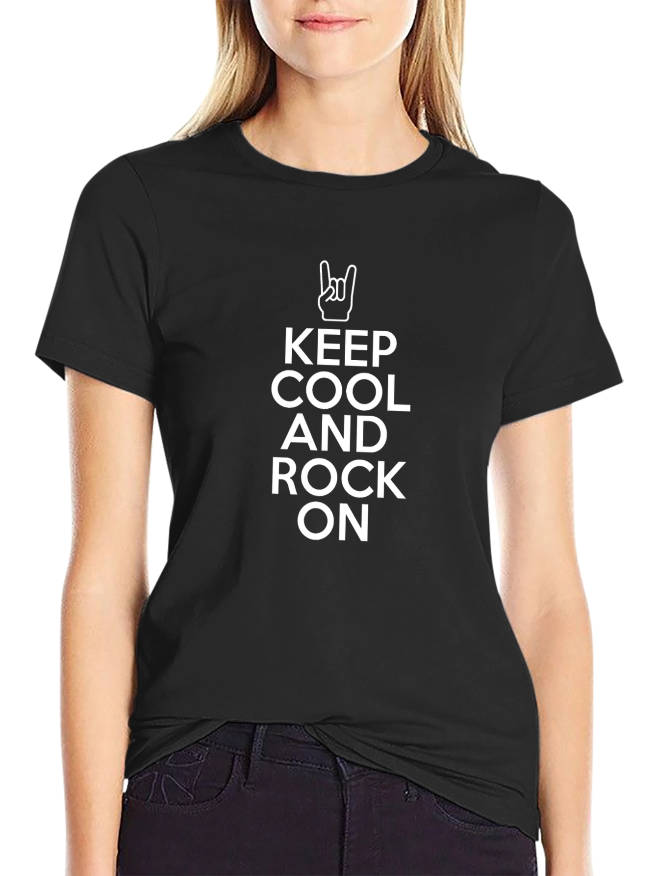 Keep Cool and Rock On Black Graphic Tee