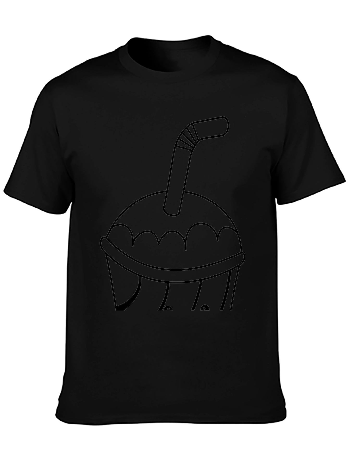 Black T-Shirt with Drink Graphic