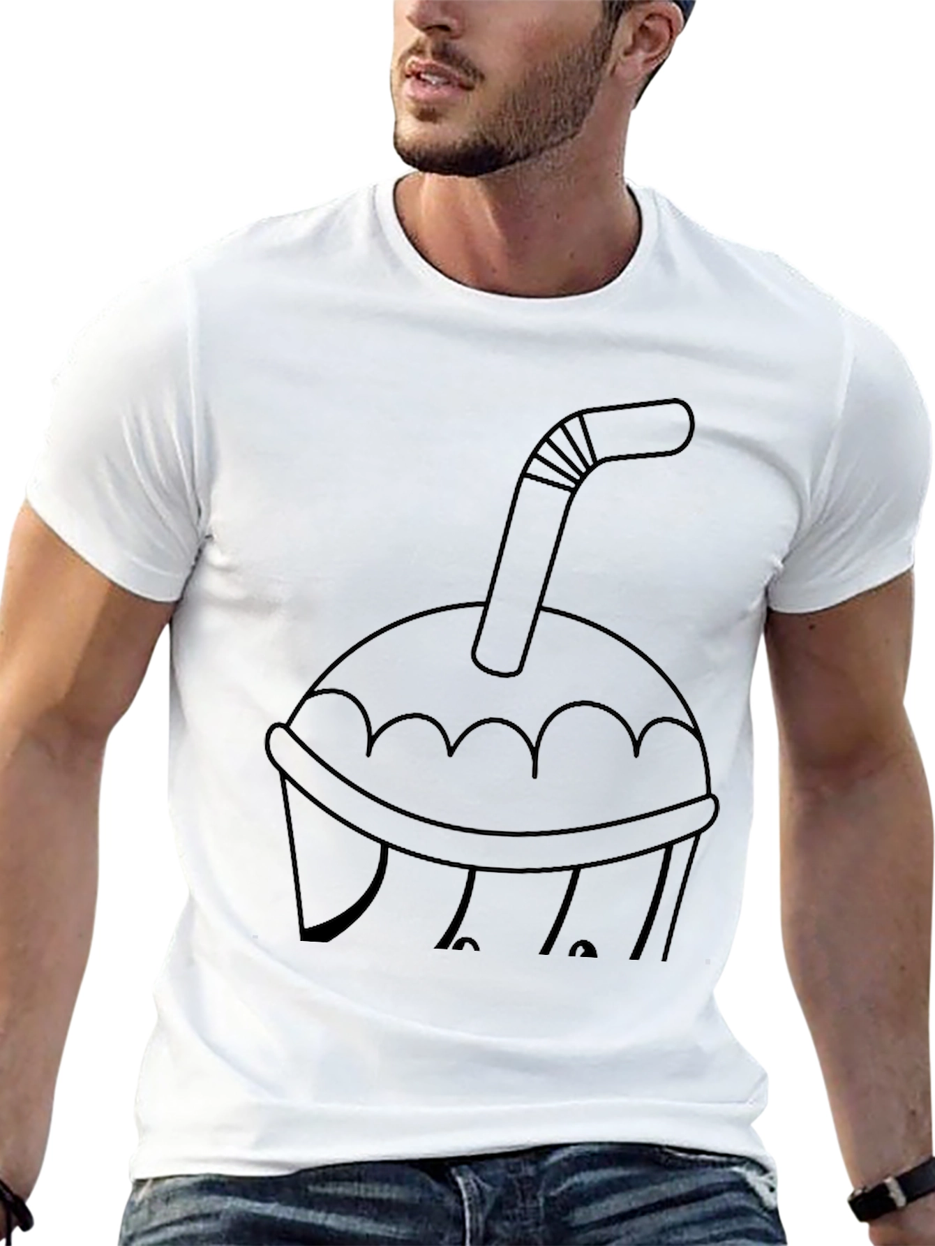 Black T-Shirt with Drink Graphic
