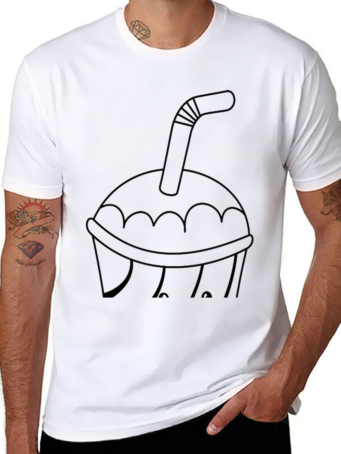 Black T-Shirt with Drink Graphic