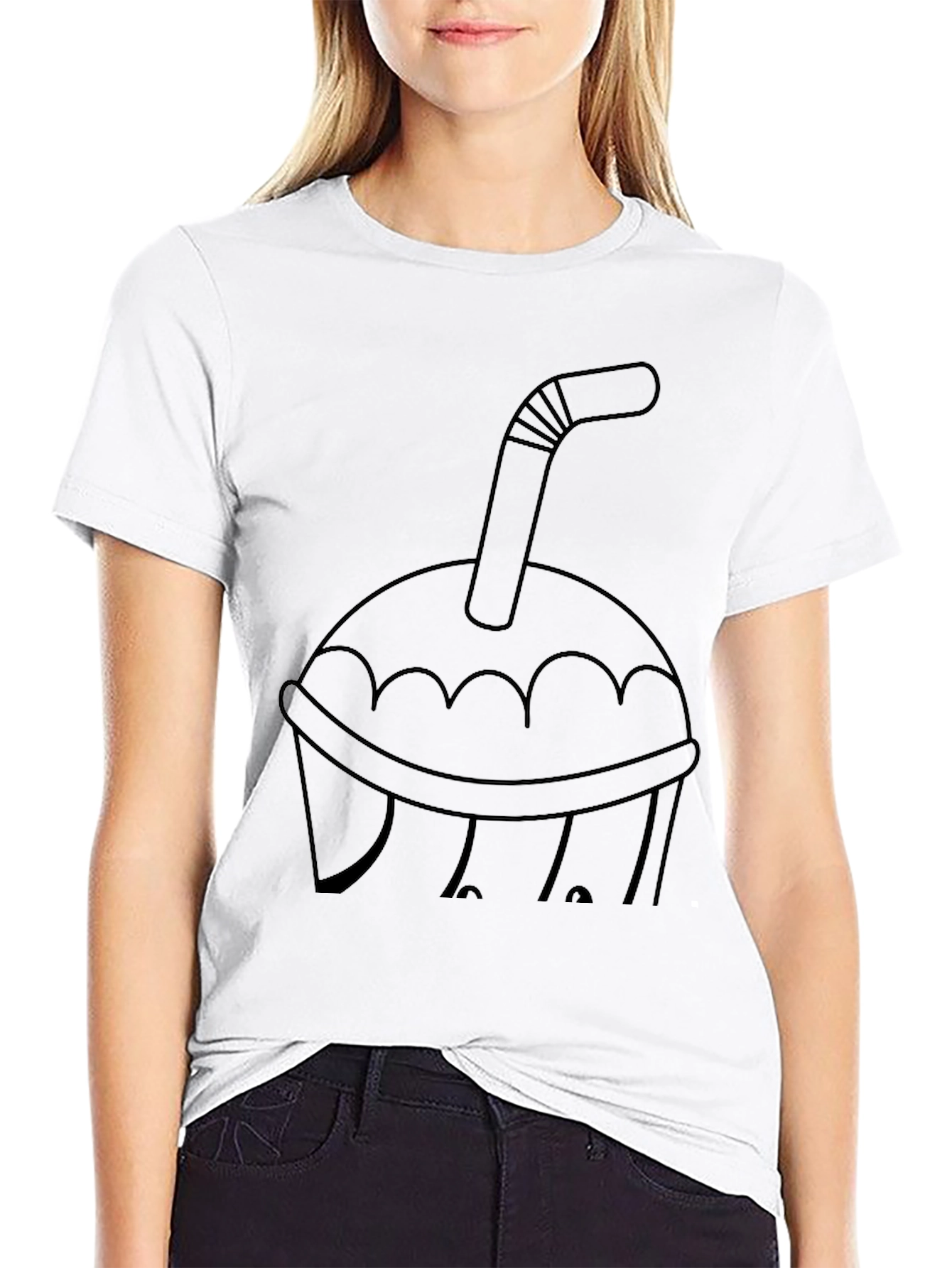 Black T-Shirt with Drink Graphic