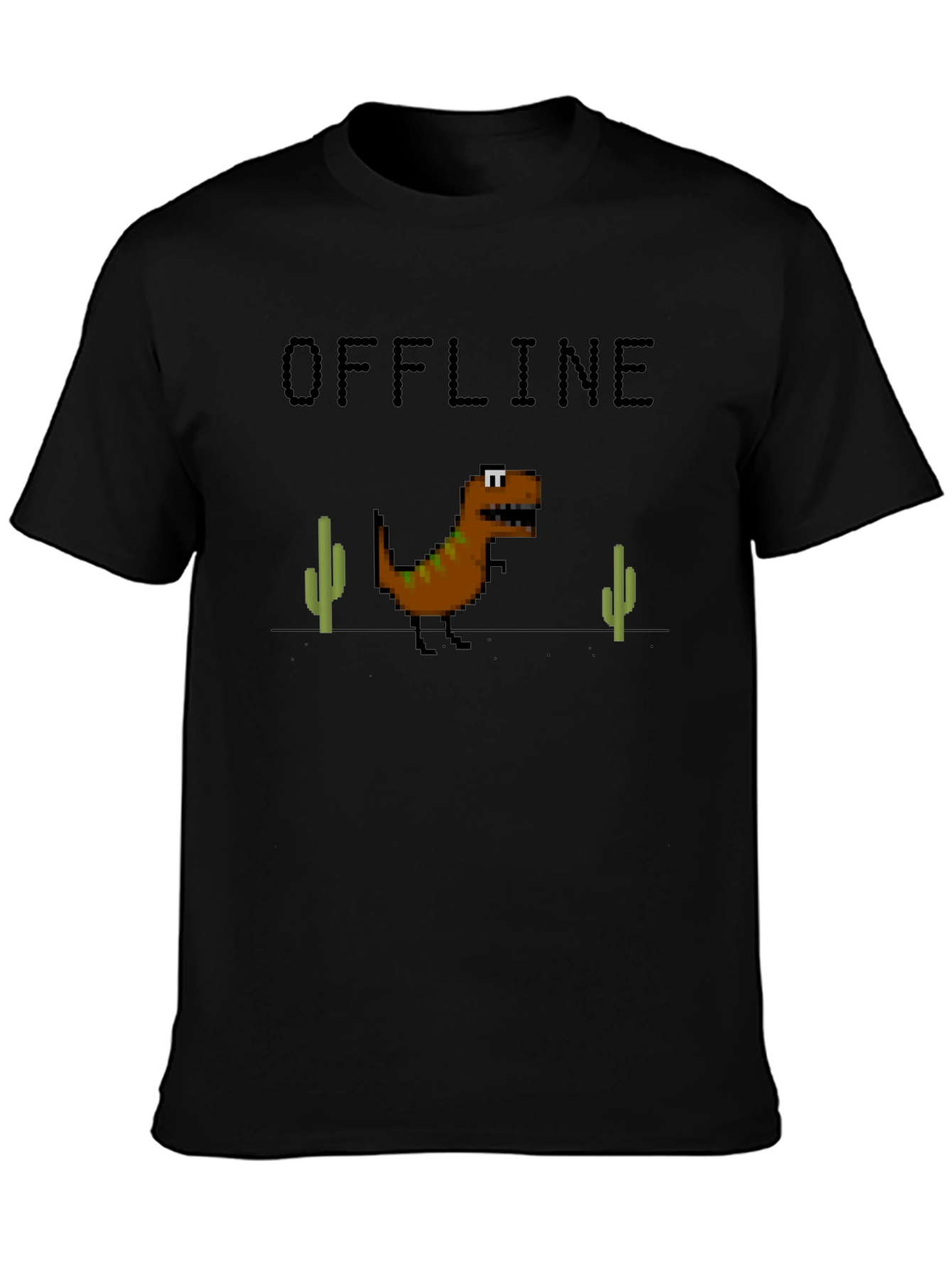 Offline Dinosaur Graphic T-Shirt - Black Crew Neck