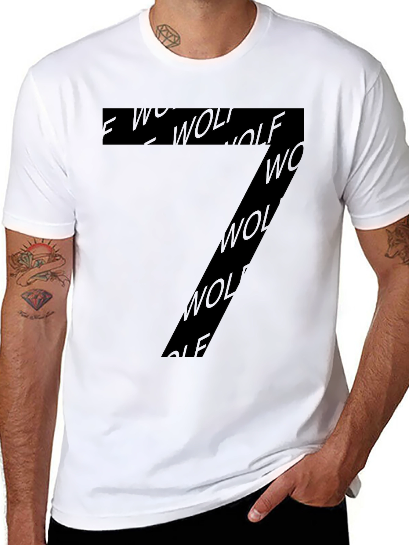Wolf Number 7 Graphic T-Shirt - Black