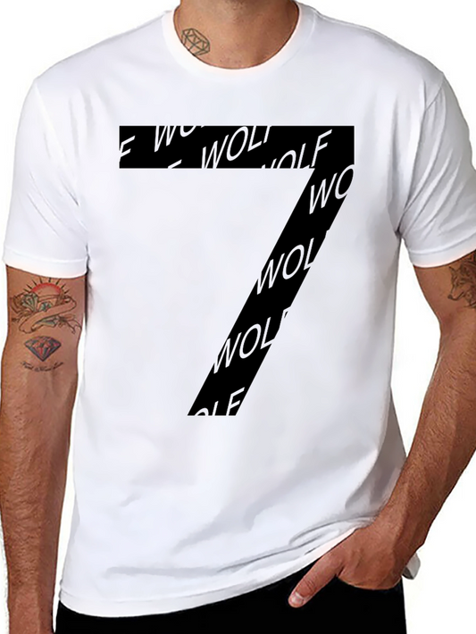 Wolf Number 7 Graphic T-Shirt - Black