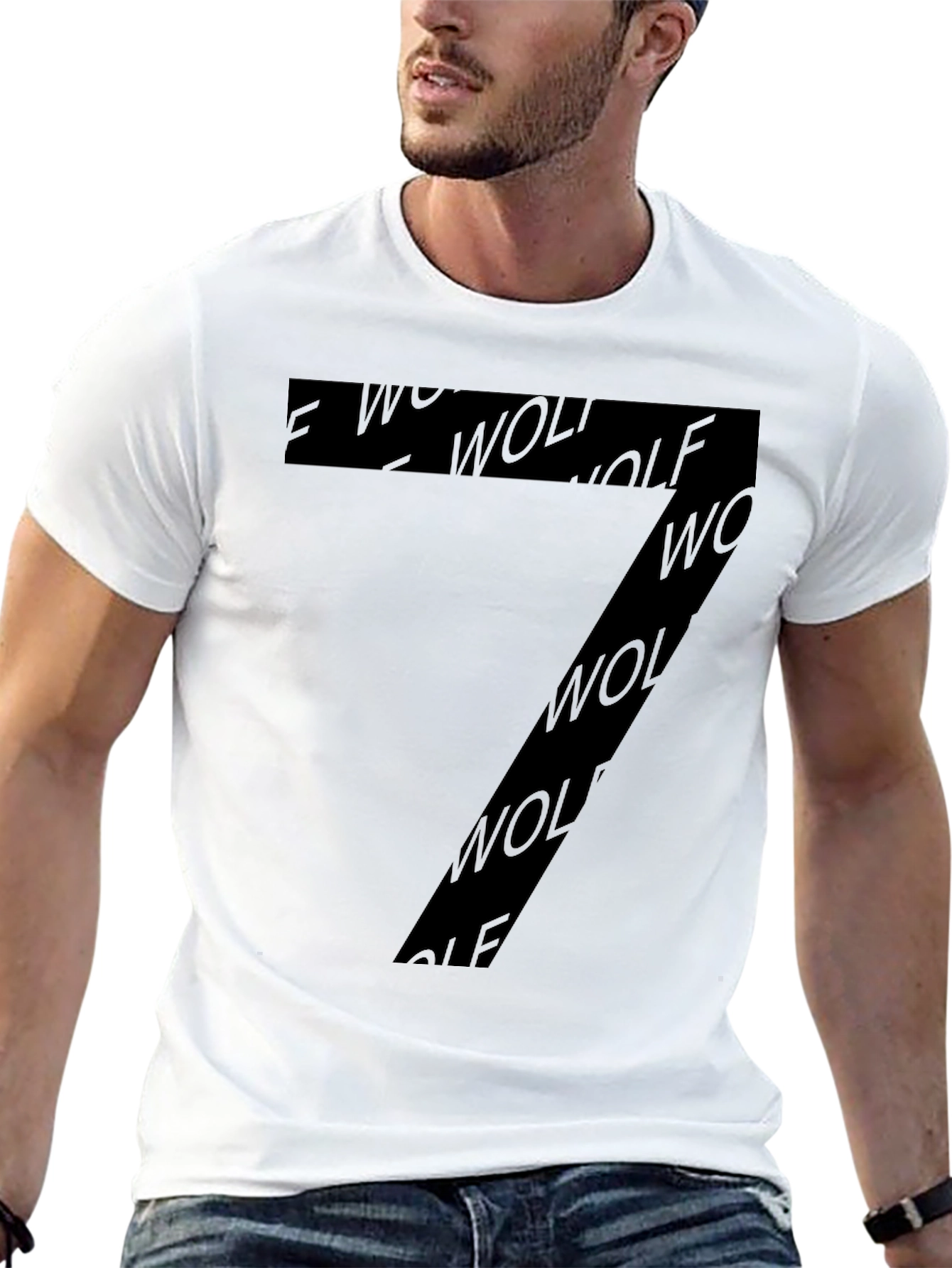 Wolf Number 7 Graphic T-Shirt - Black