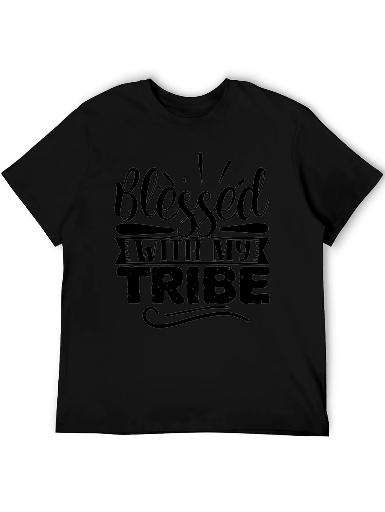 Blessed With My Tribe Black Graphic Tee