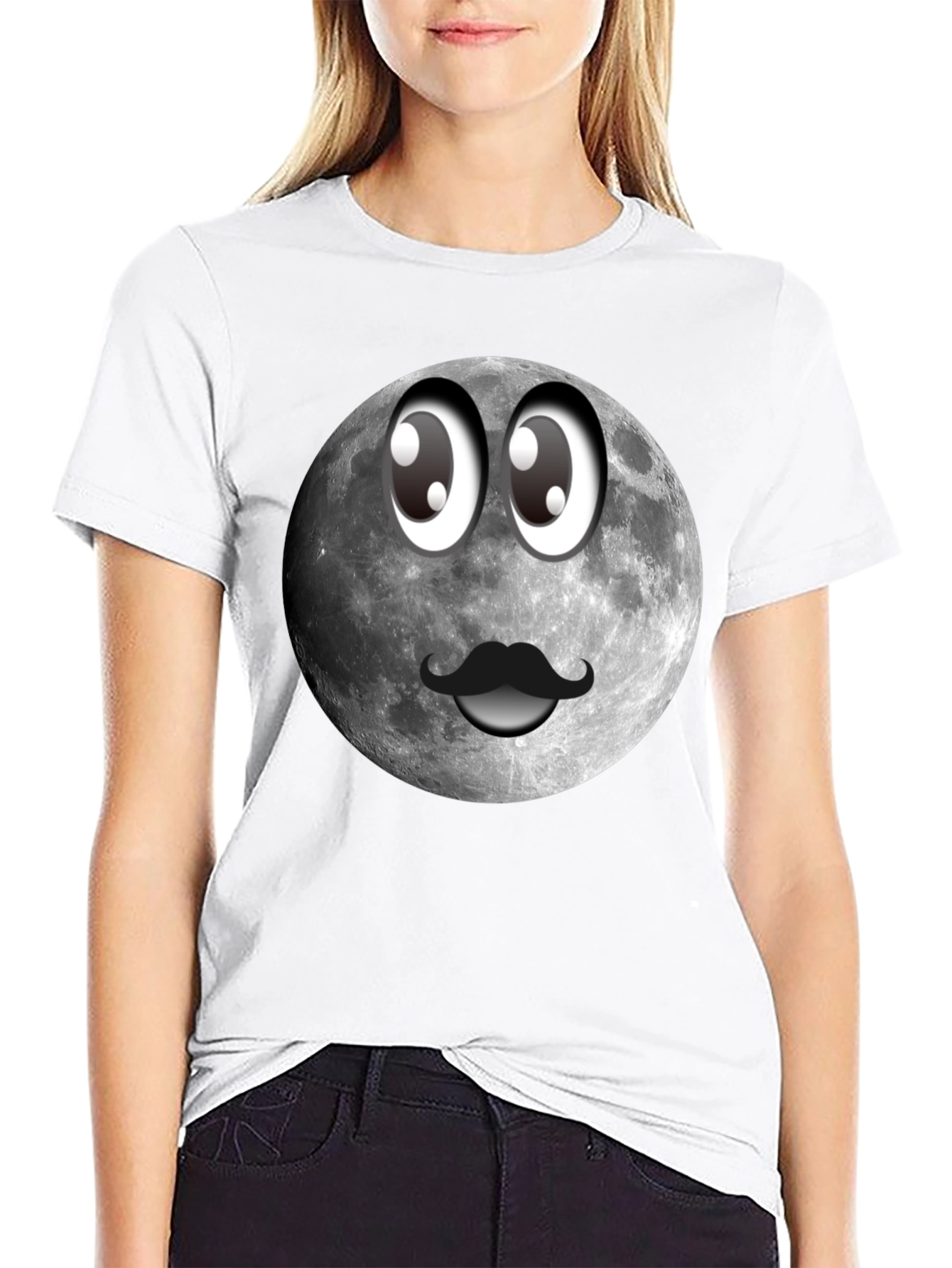 Funny Moon Face Graphic T-Shirt