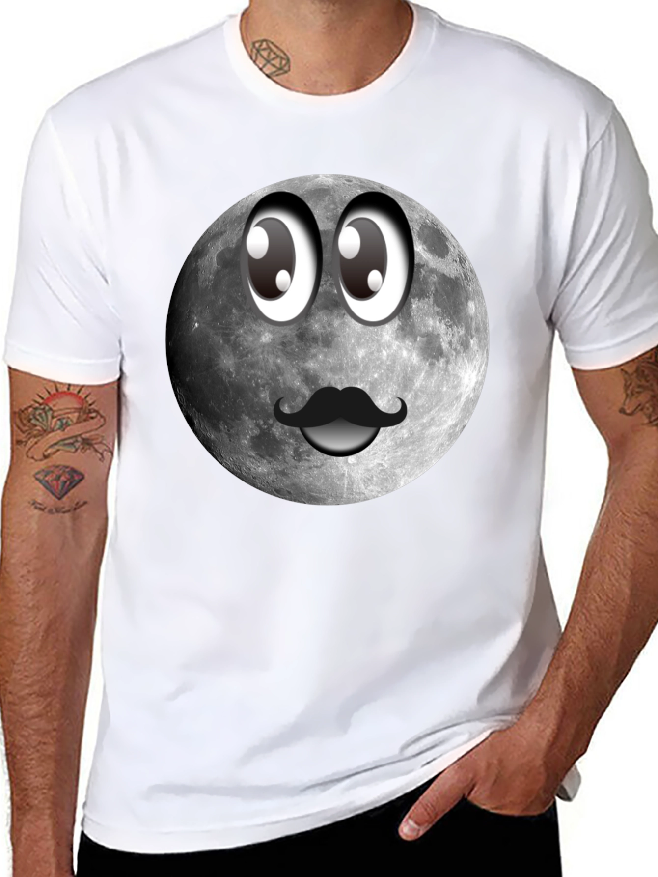 Funny Moon Face Graphic T-Shirt
