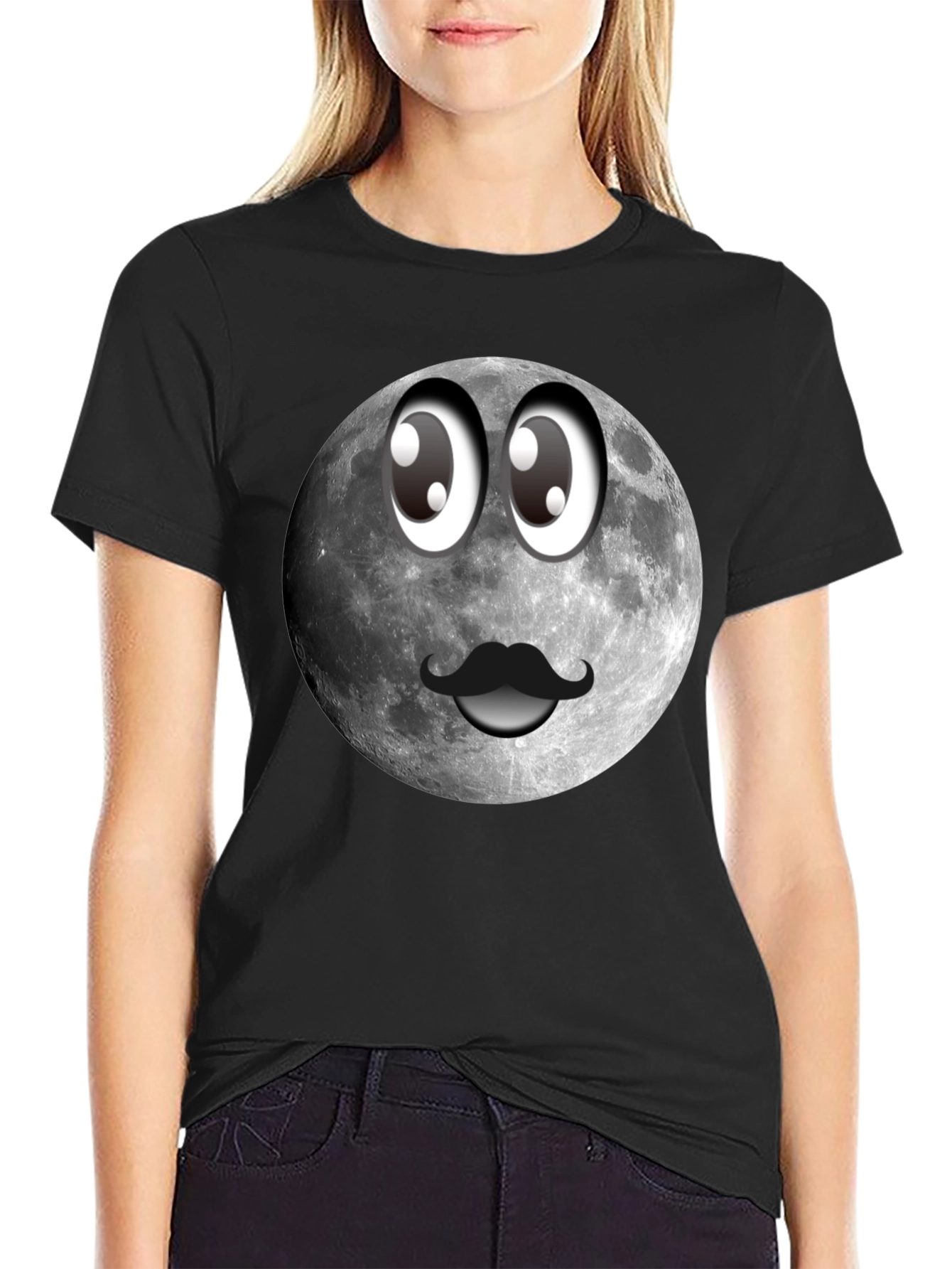 Funny Moon Face Graphic T-Shirt