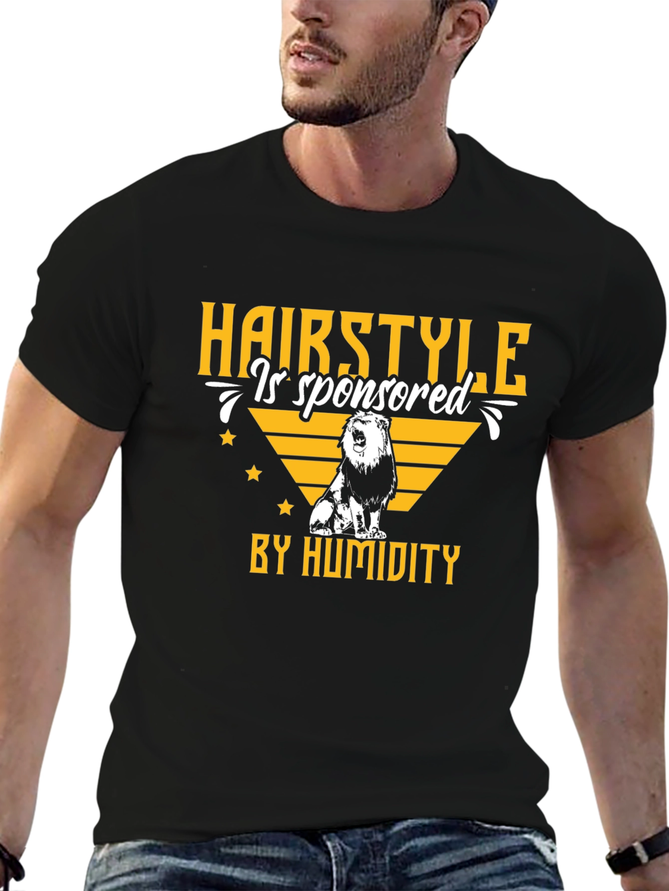 Humidity Lion Graphic T-Shirt - Funny Hair Style Tee