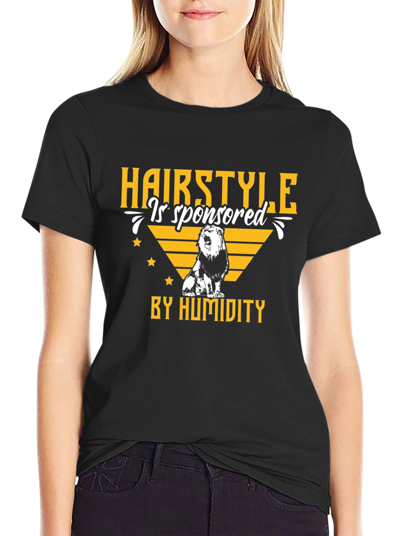 Humidity Lion Graphic T-Shirt - Funny Hair Style Tee