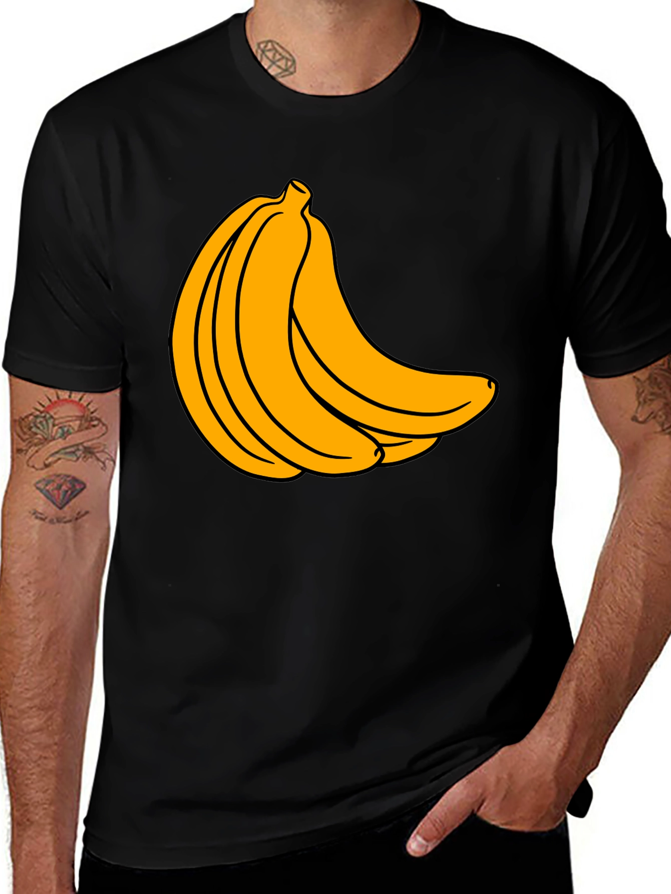 Banana Bunch Graphic T-Shirt - Black Cotton Tee