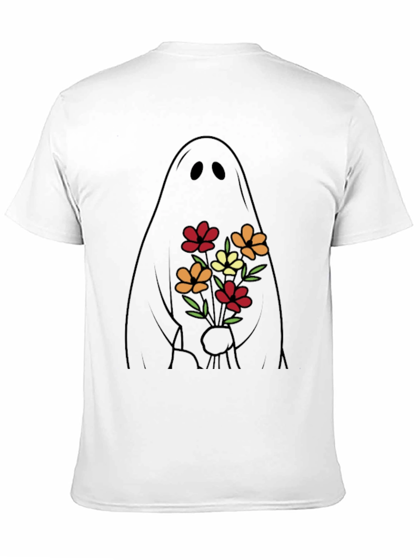 Ghost with Flowers Graphic Tee - Black