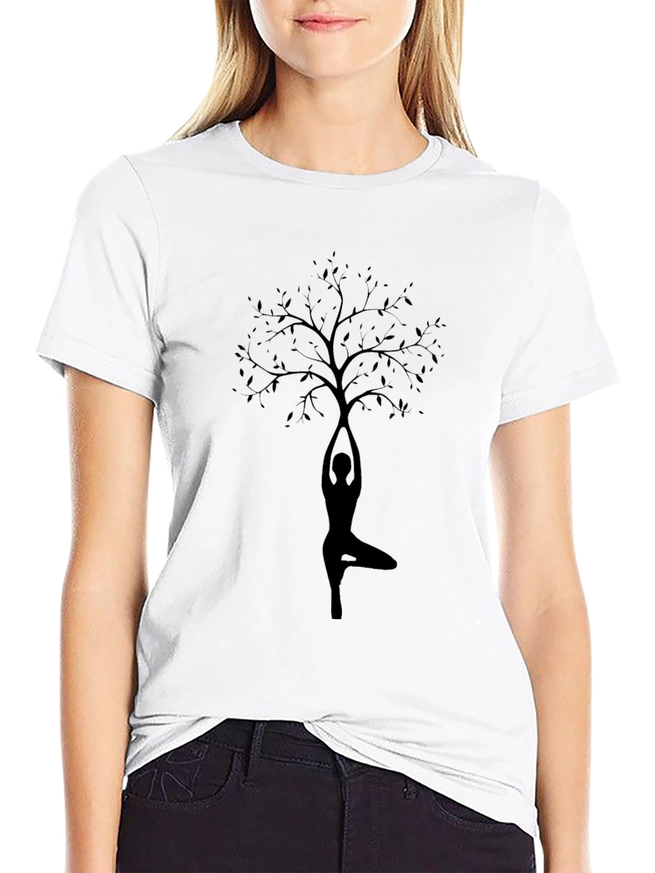 Yoga Tree Pose Graphic Tee - Black