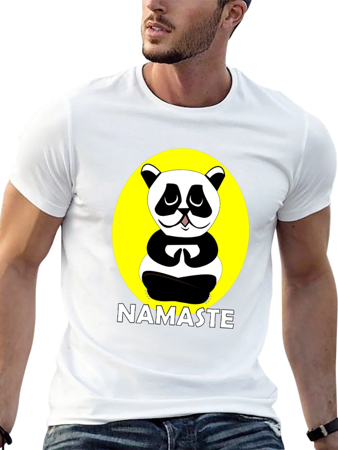 Namaste Panda Black Graphic T-Shirt