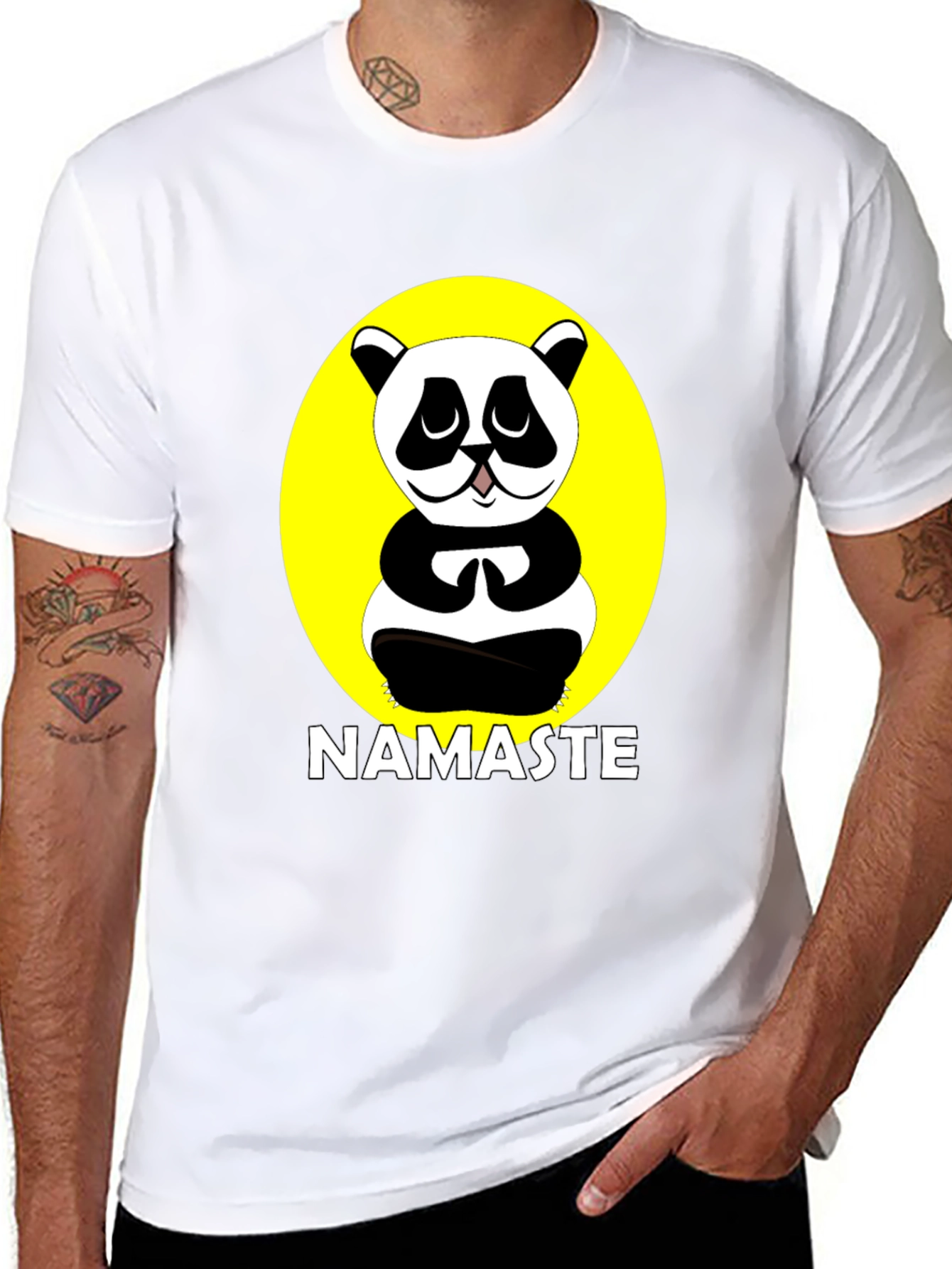 Namaste Panda Black Graphic T-Shirt