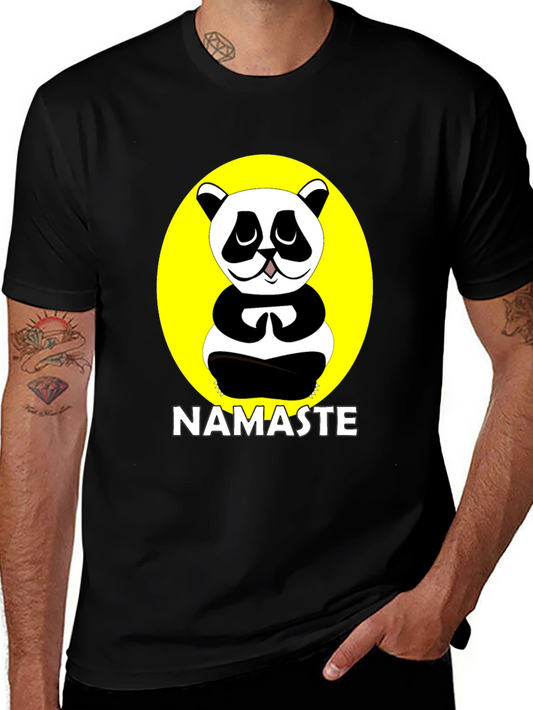 Namaste Panda Black Graphic T-Shirt