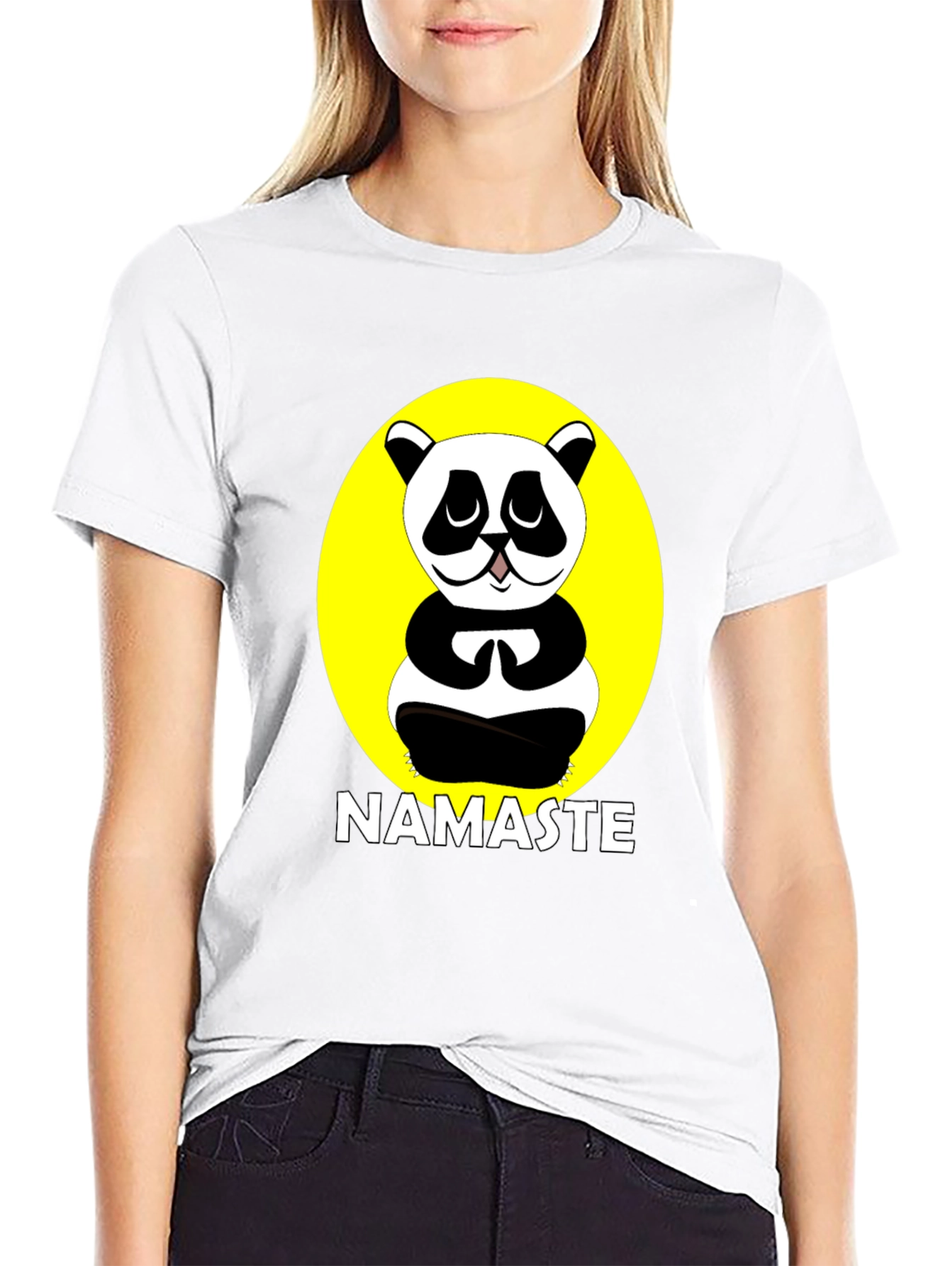 Namaste Panda Black Graphic T-Shirt