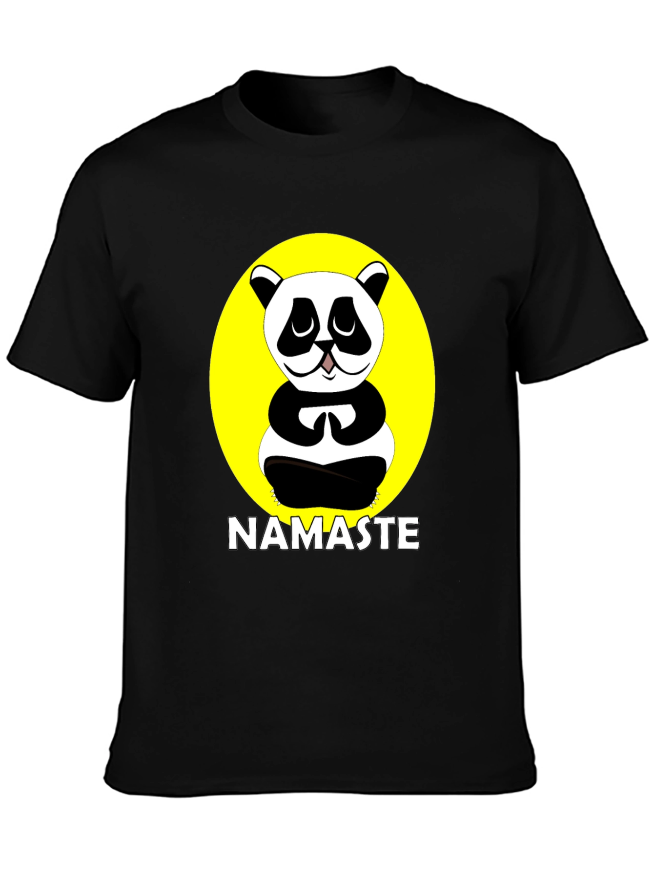 Namaste Panda Black Graphic T-Shirt