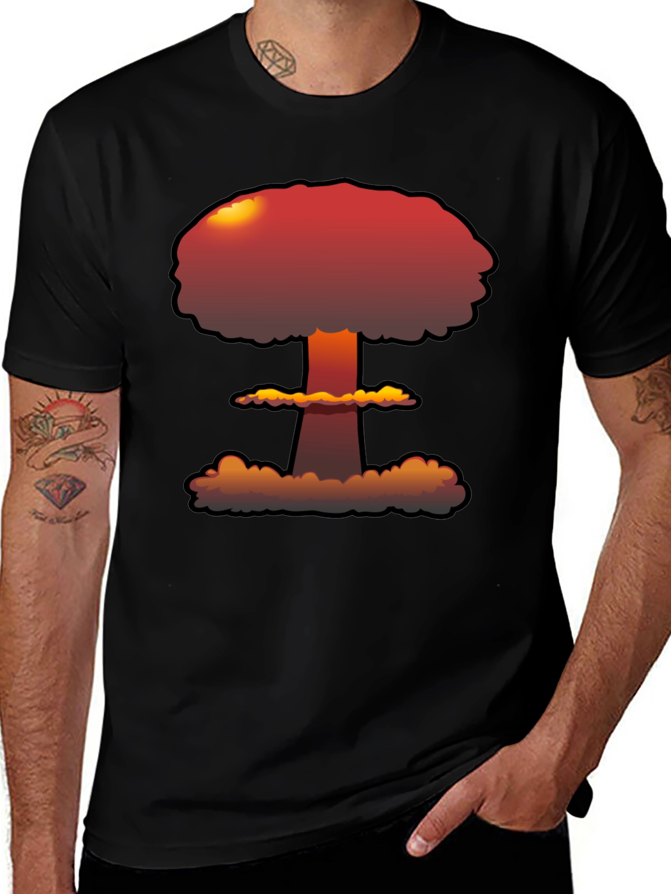 Atomic Explosion Graphic Tee - Black Casual Shirt
