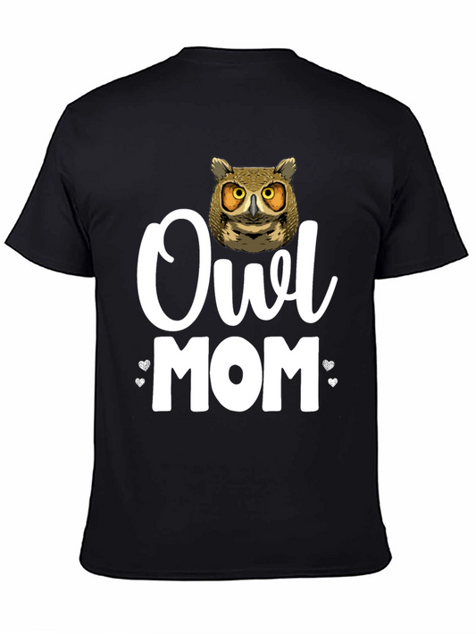 Owl Mom Graphic T-Shirt - Black