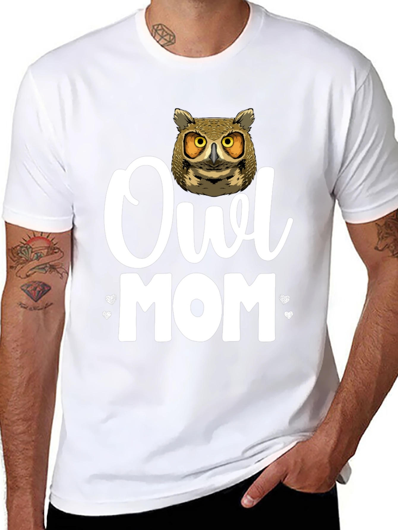 Owl Mom Graphic T-Shirt - Black