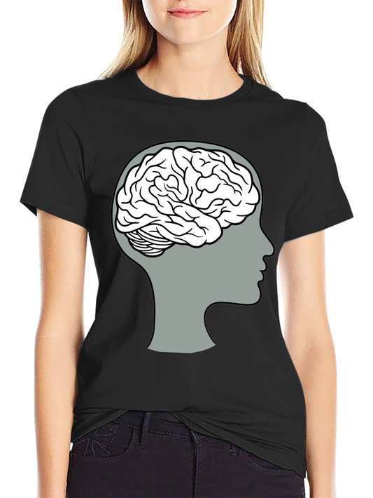 Brainy Mind T-Shirt - Grey Profile & White Brain Design