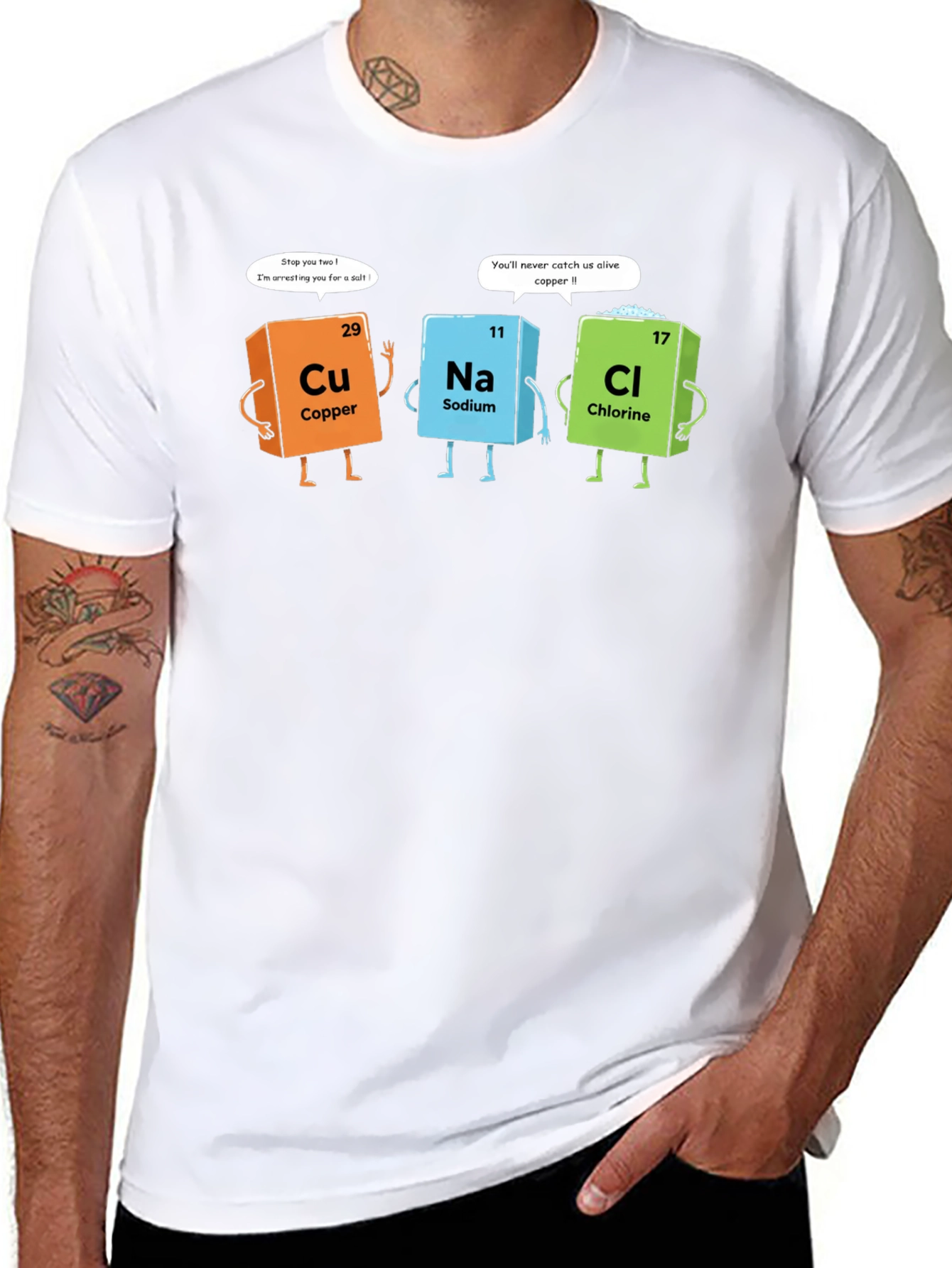 Chemistry Pun T-Shirt - Elements Copper Sodium Chlorine