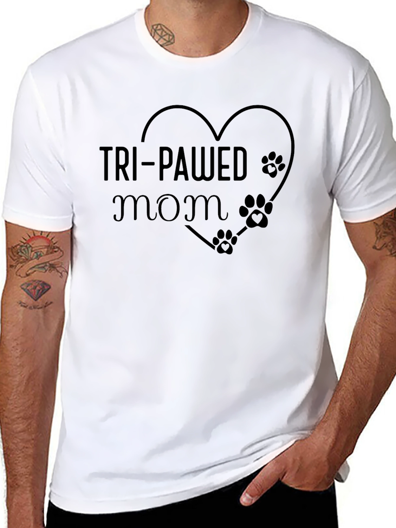 Tri-Pawed Mom T-Shirt - Animal Lovers Tee
