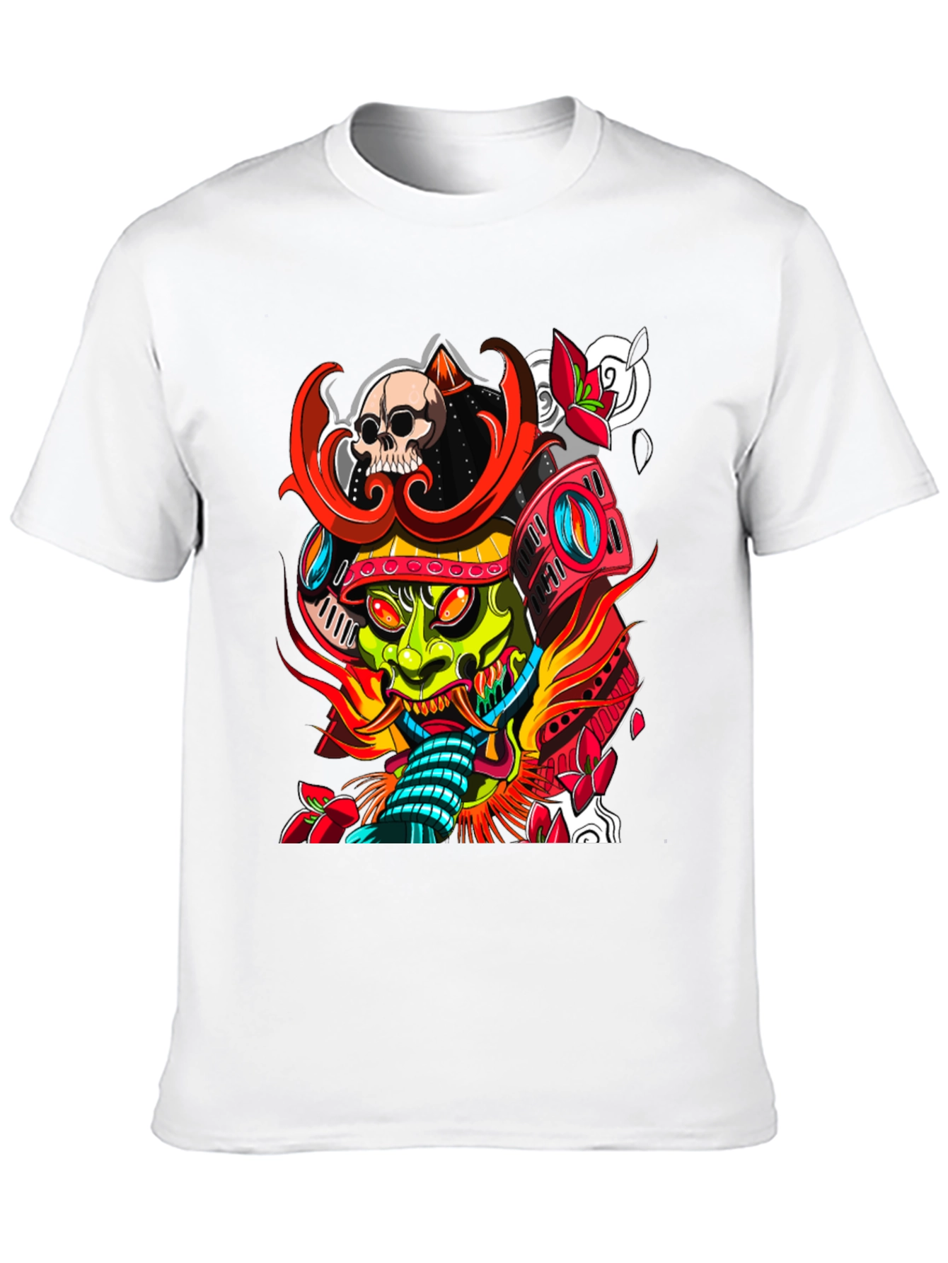 Samurai Skull Graphic Tee - Edgy Streetwear T-Shirt