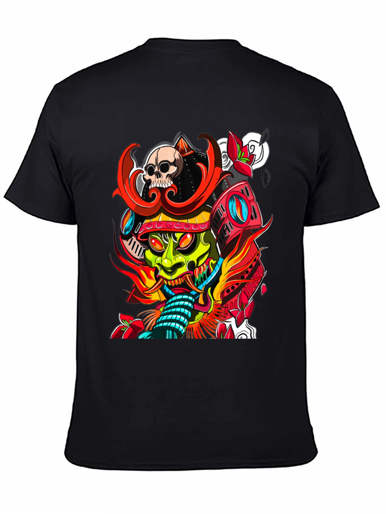 Samurai Skull Graphic Tee - Edgy Streetwear T-Shirt