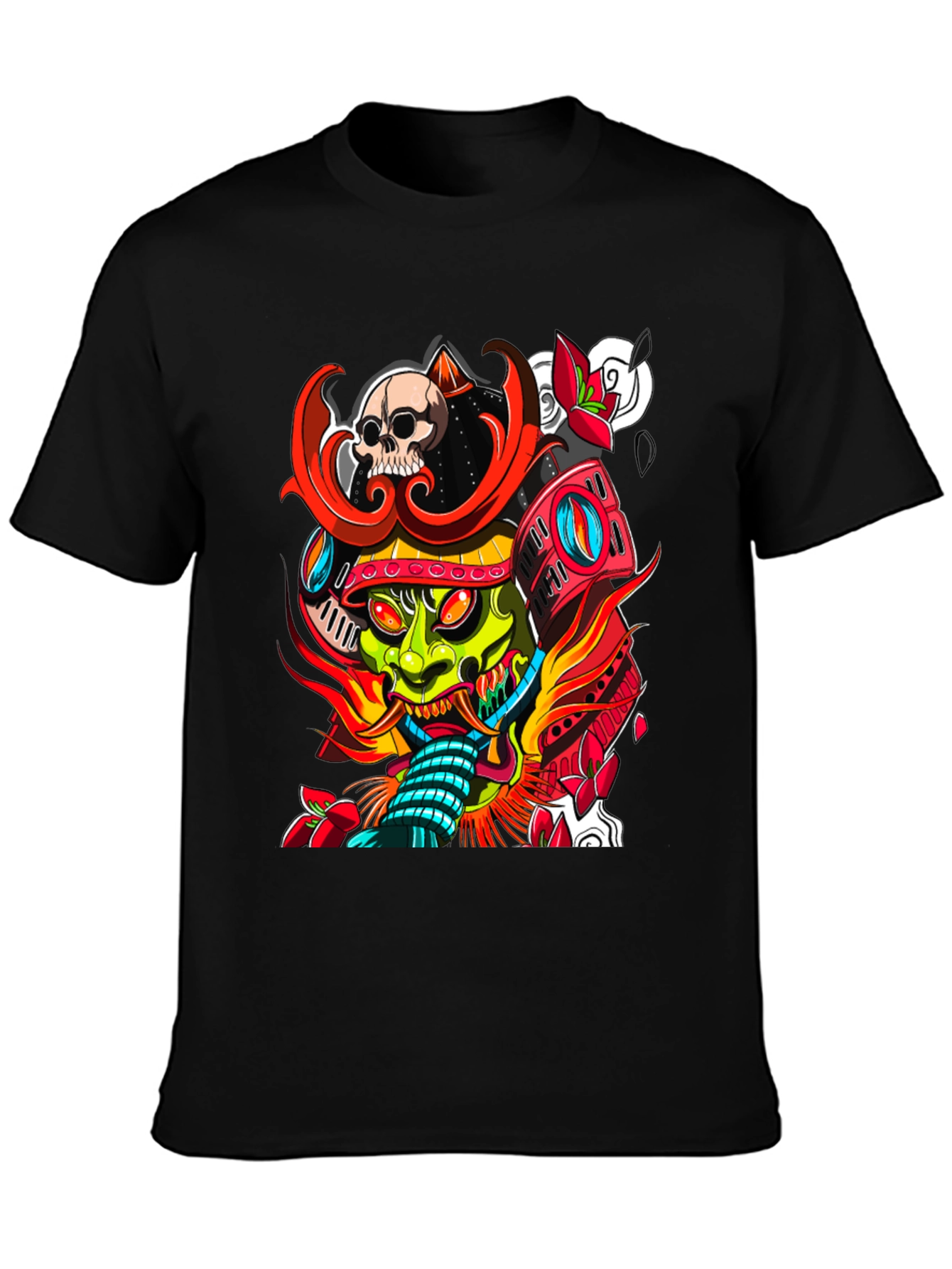 Samurai Skull Graphic Tee - Edgy Streetwear T-Shirt