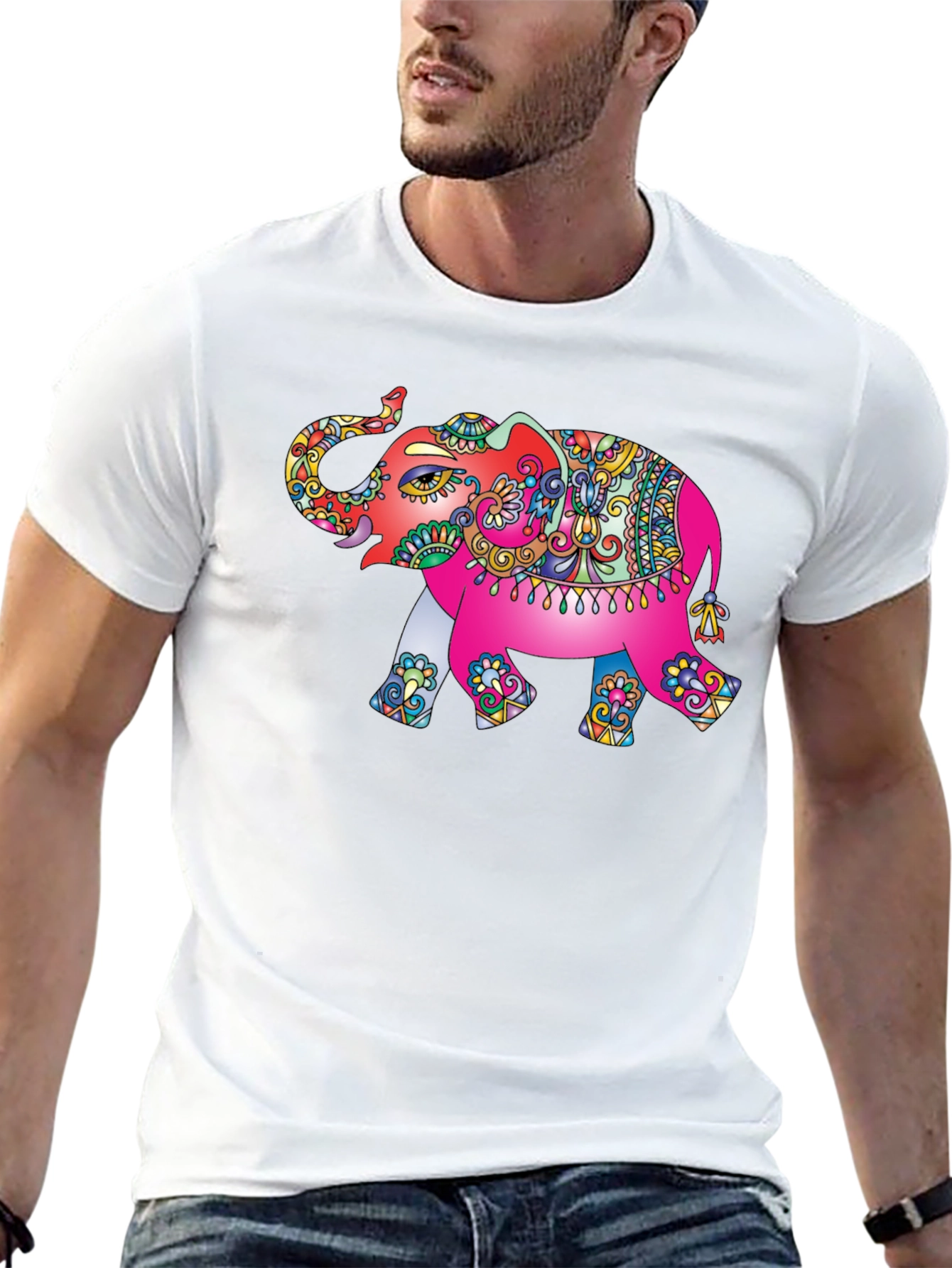 Elephant Graphic Tee - Black Cotton T-Shirt