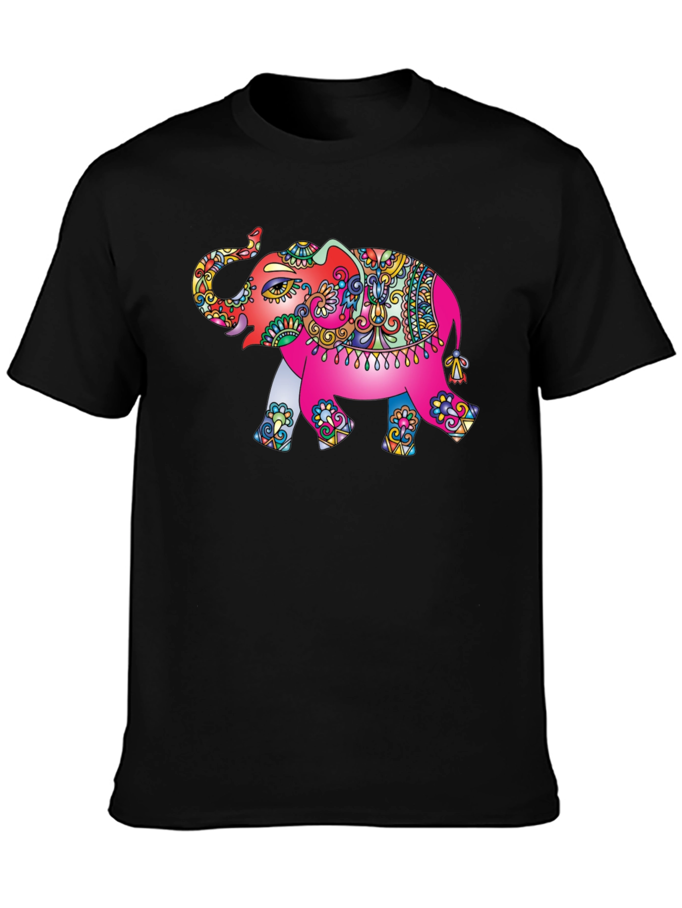 Elephant Graphic Tee - Black Cotton T-Shirt